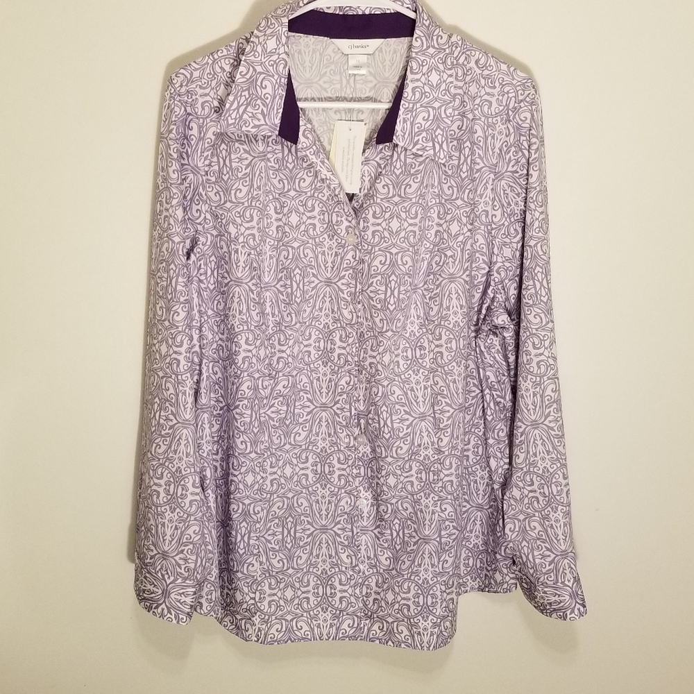 cj Banks purple/white cotton shirt. Size 1X